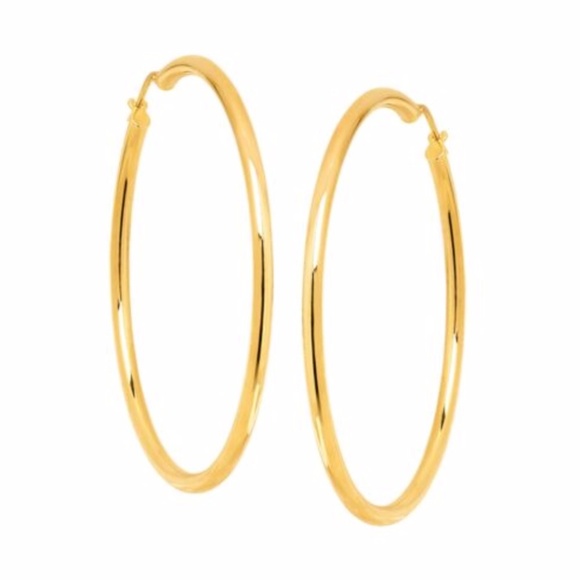 Italian 18K Gold-Plated Bronze 59mm Hoop Earrings - Picture 1 of 4